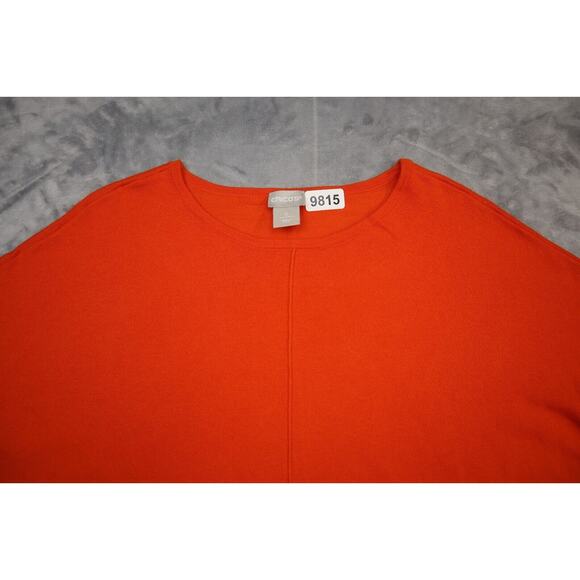 Chicos Womens Shirt 0 Orange Casual Lightweight Long Sleeve Plus Size Crewneck - Picture 12 of 16